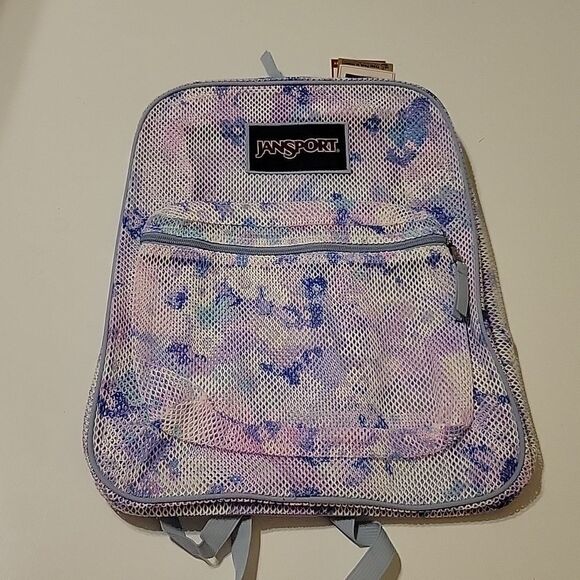 NEW MESH PASTEL STURDY TRAVEL SWIM GYM BAG BACKPACK W/ POCKET JANSPORT PINK NWT